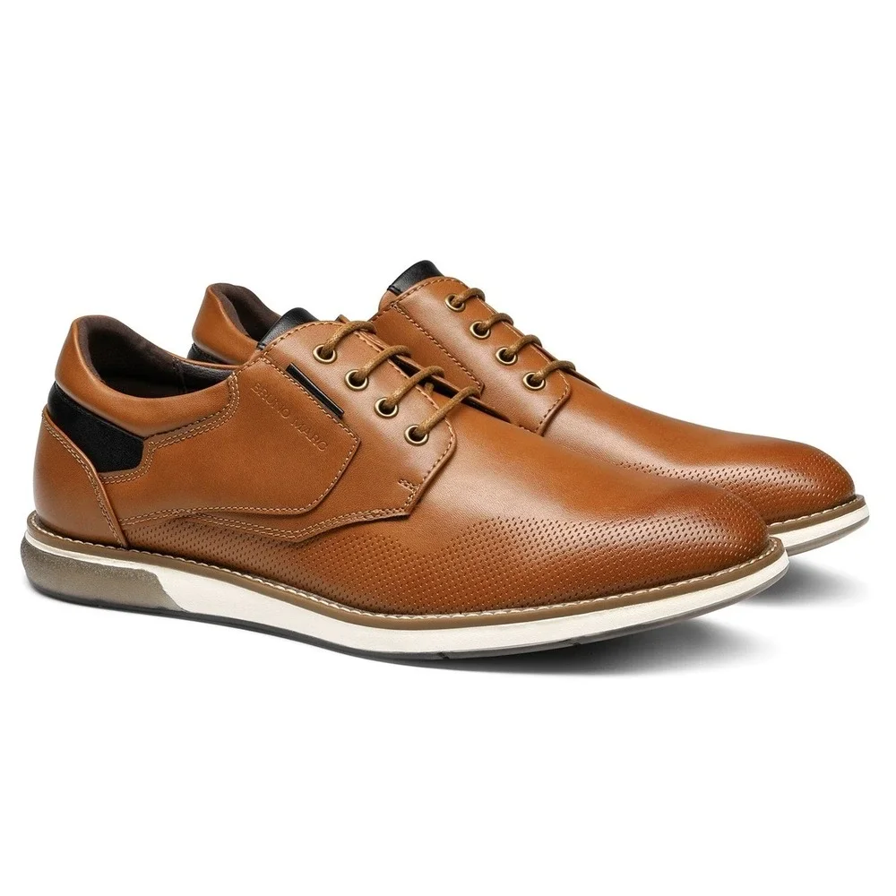 Bruno Marc Mens Modern Casual Oxford Shoes Brown Size 10.5W WIDE NEW